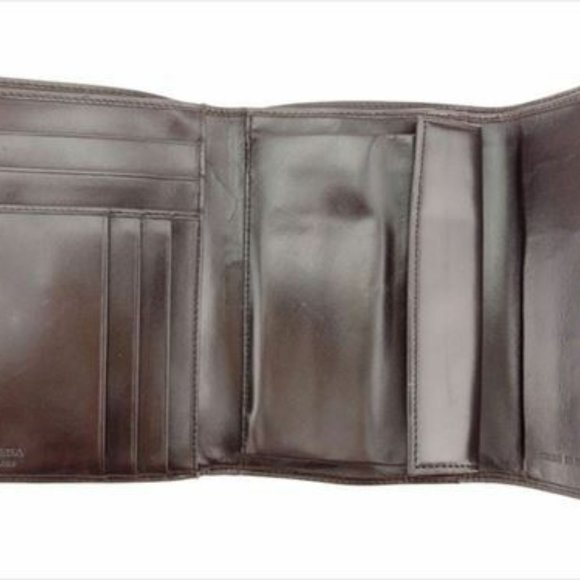 Prada Wallet Purse Trifold Brown Silver leather Woman unisex C3279 - Picture 3 of 8